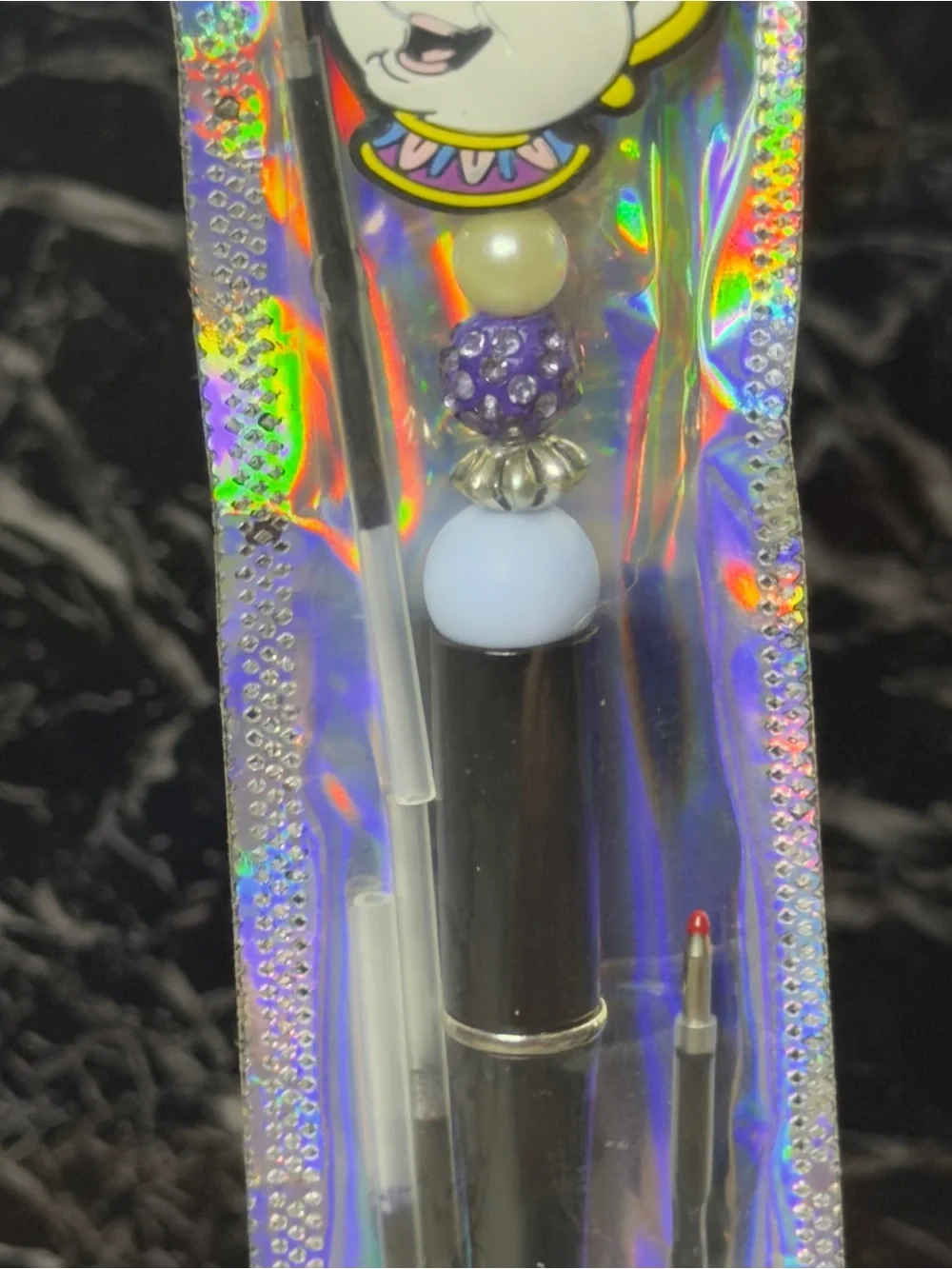 Ms Potts from Beauty & the Beast Focal Bead Pen Black & Blue Ink